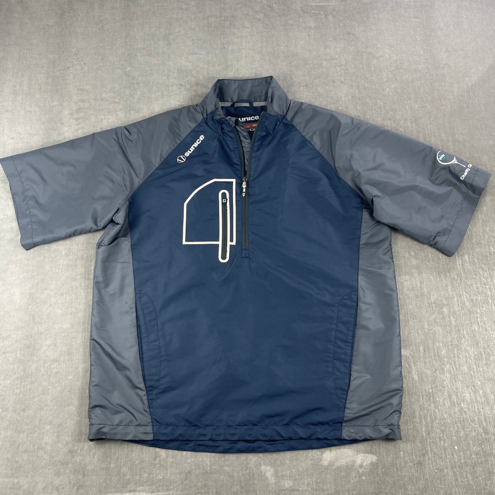 Sunice Mens M Navy Grey Short Sleeve Golf Windbreaker Half Zip‎ Pullover 53544